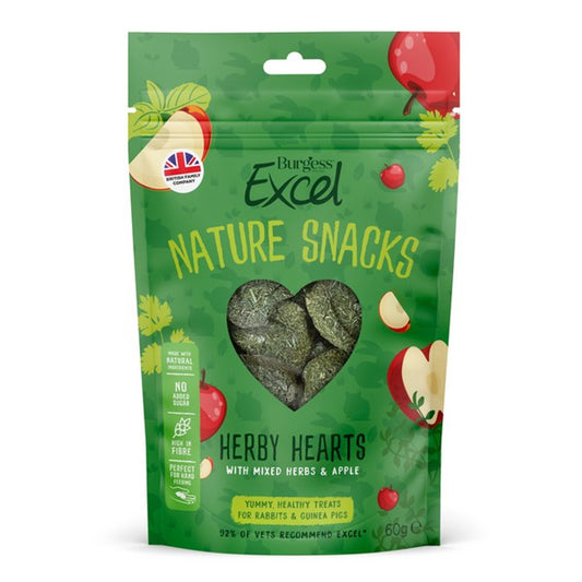 Burgess Excel Nature Snacks Herby Hearts With Mixed Herbs & Apple 60g